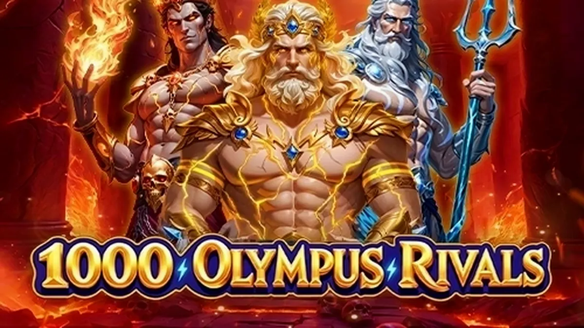 Interface do jogo 1000 Olympus Rivals com tema de mitologia grega